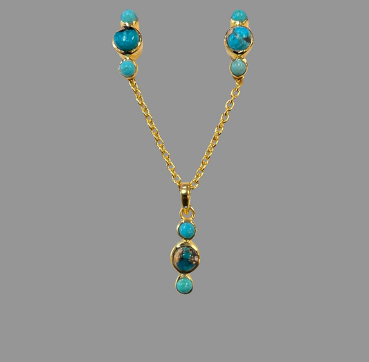 Turquoise Gold Fill Necklace Earring Set - Premium Necklace/ Earring Set from Precious Treasures - Just $185! Shop now at Three Blessed Gems