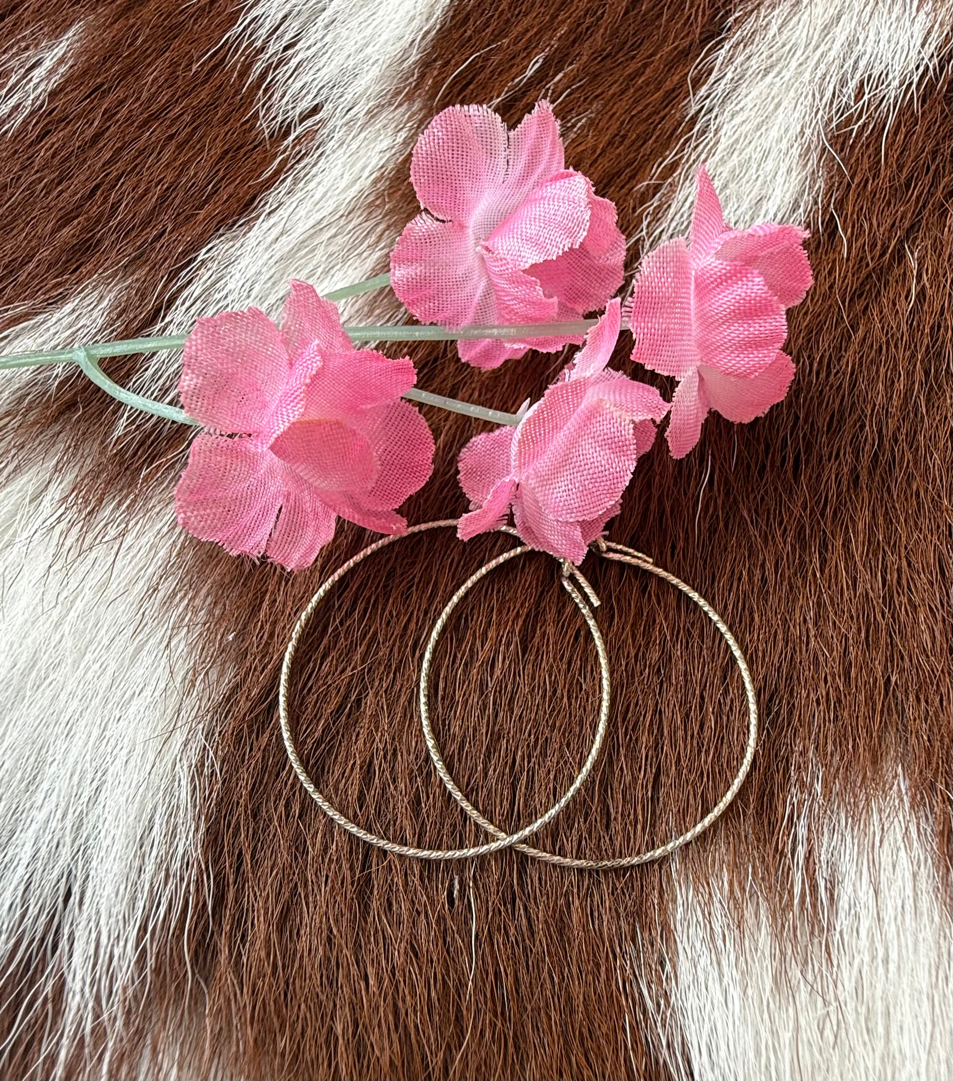 Handmade  Sterling SilverTextured Hoop Earrings