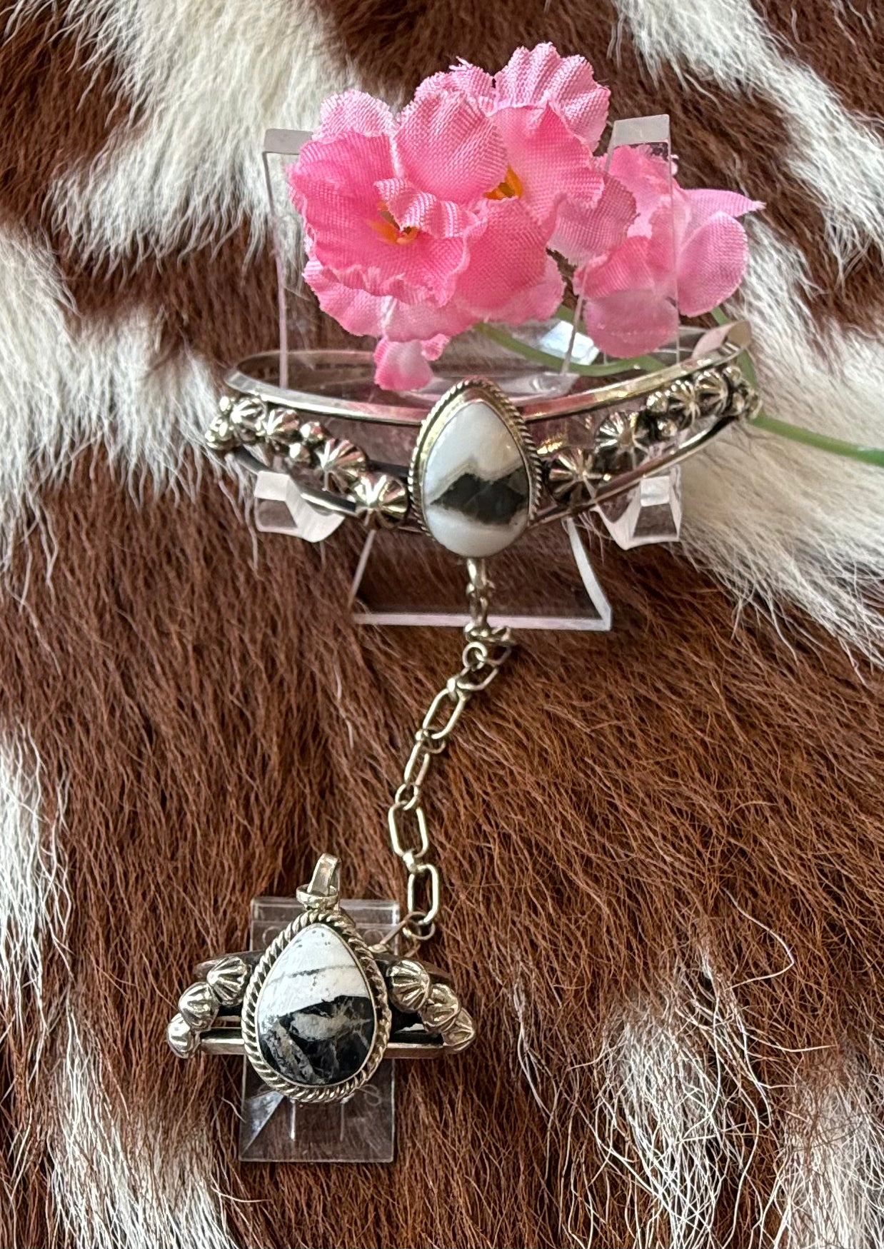 White Buffalo Turquoise Ring Bracelet