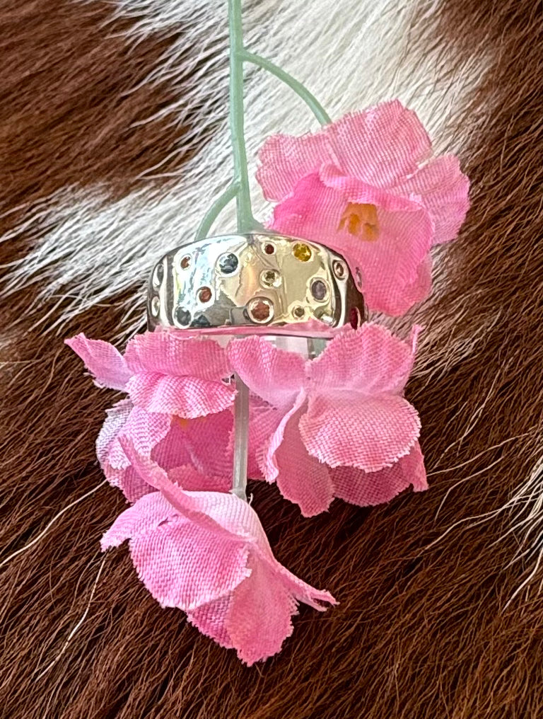 Sapphire Multi Colored Sterling Silver Band Ring