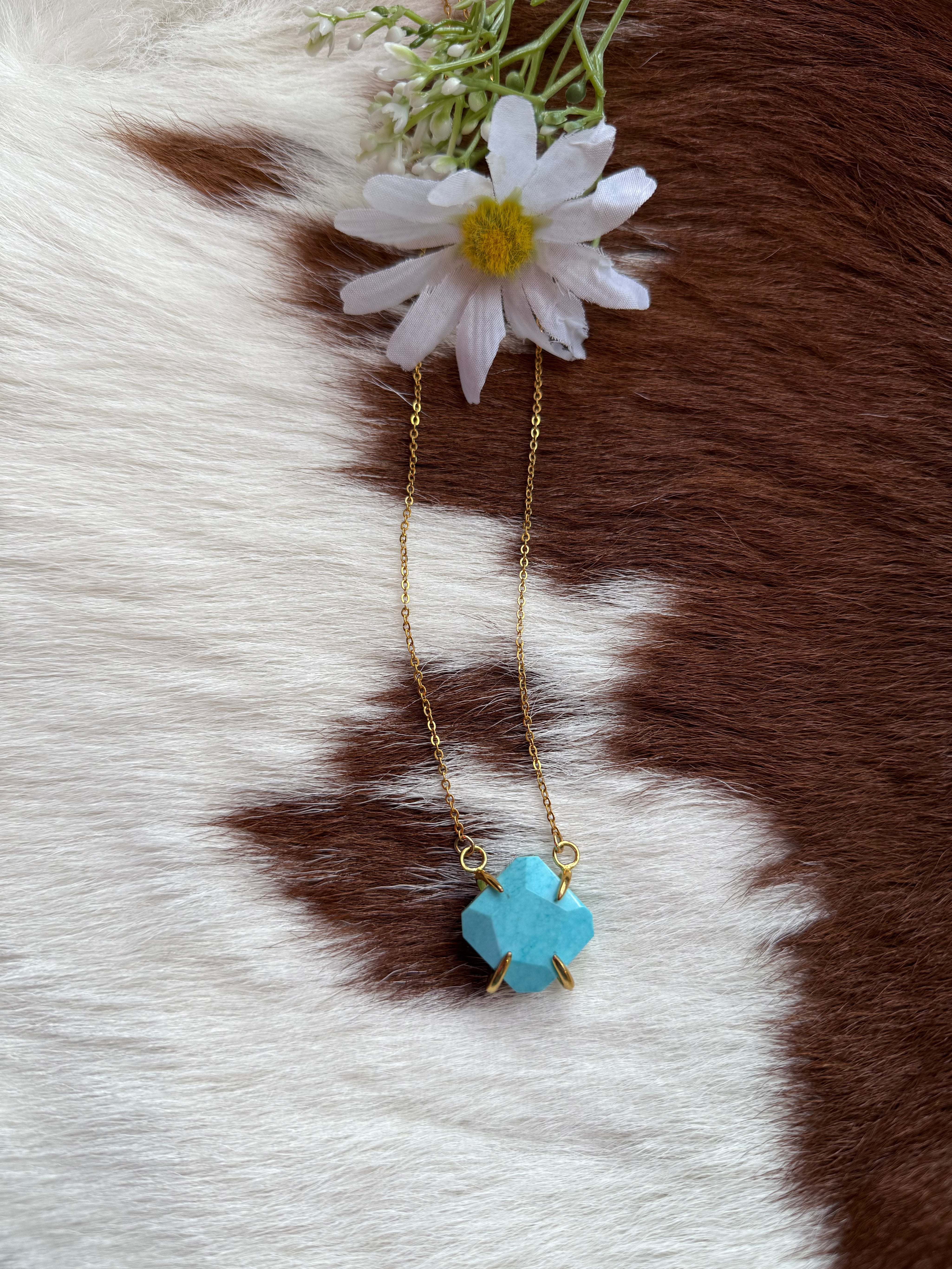 Gold Fill Faceted Turquoise Necklace