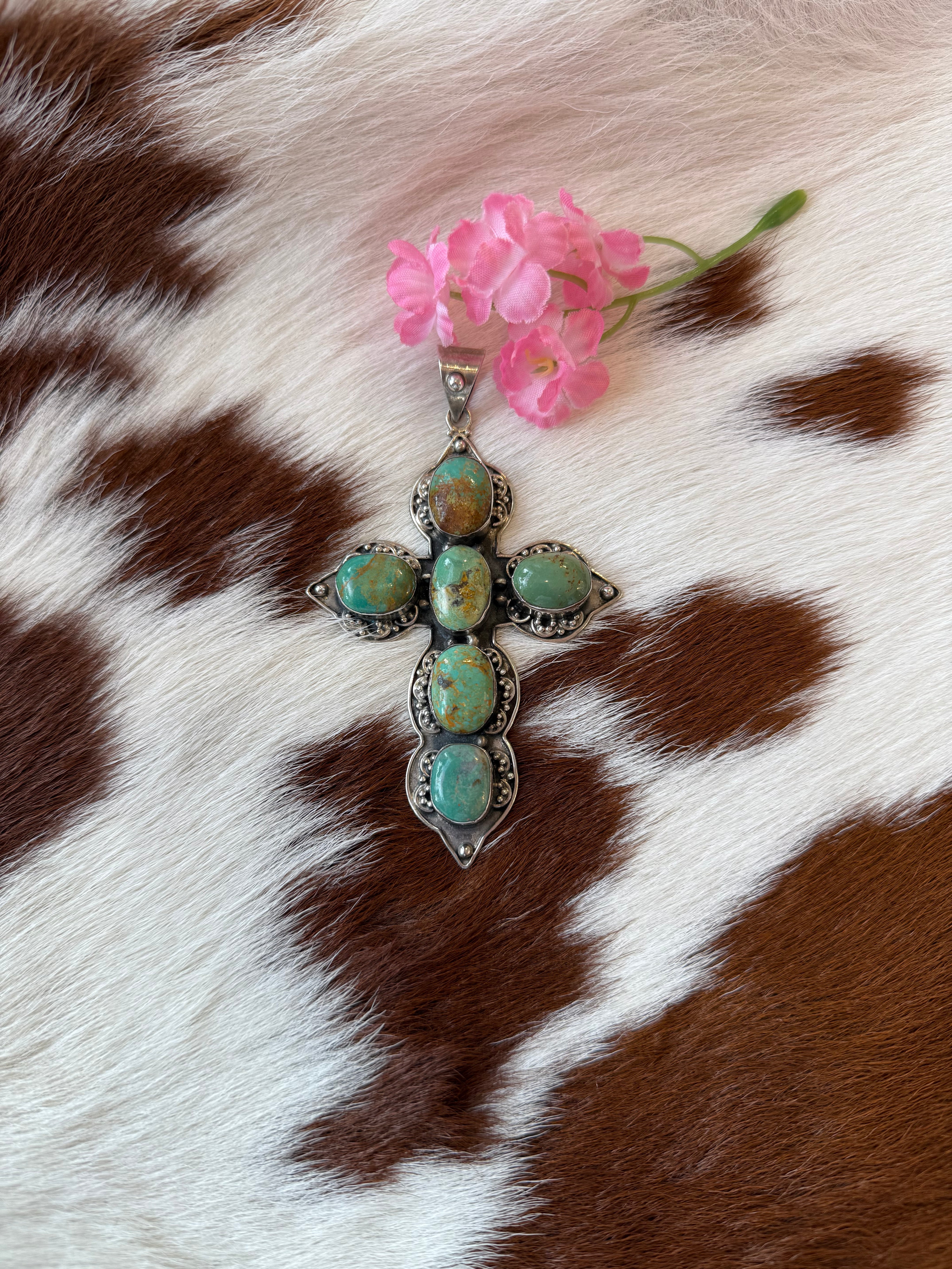 Sterling Silver Turquoise Large Cross