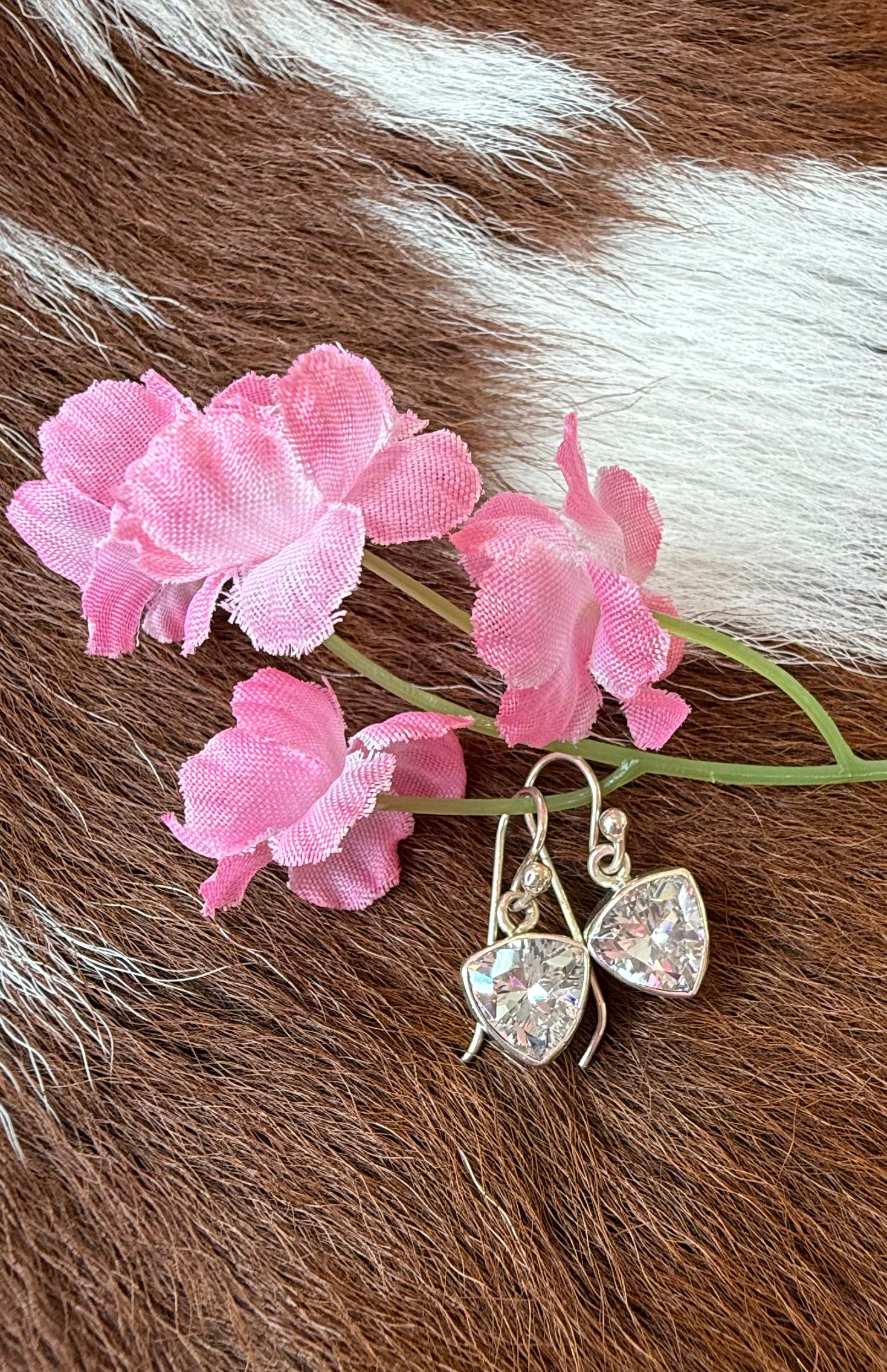 Sterling Silver White Topaz Earring