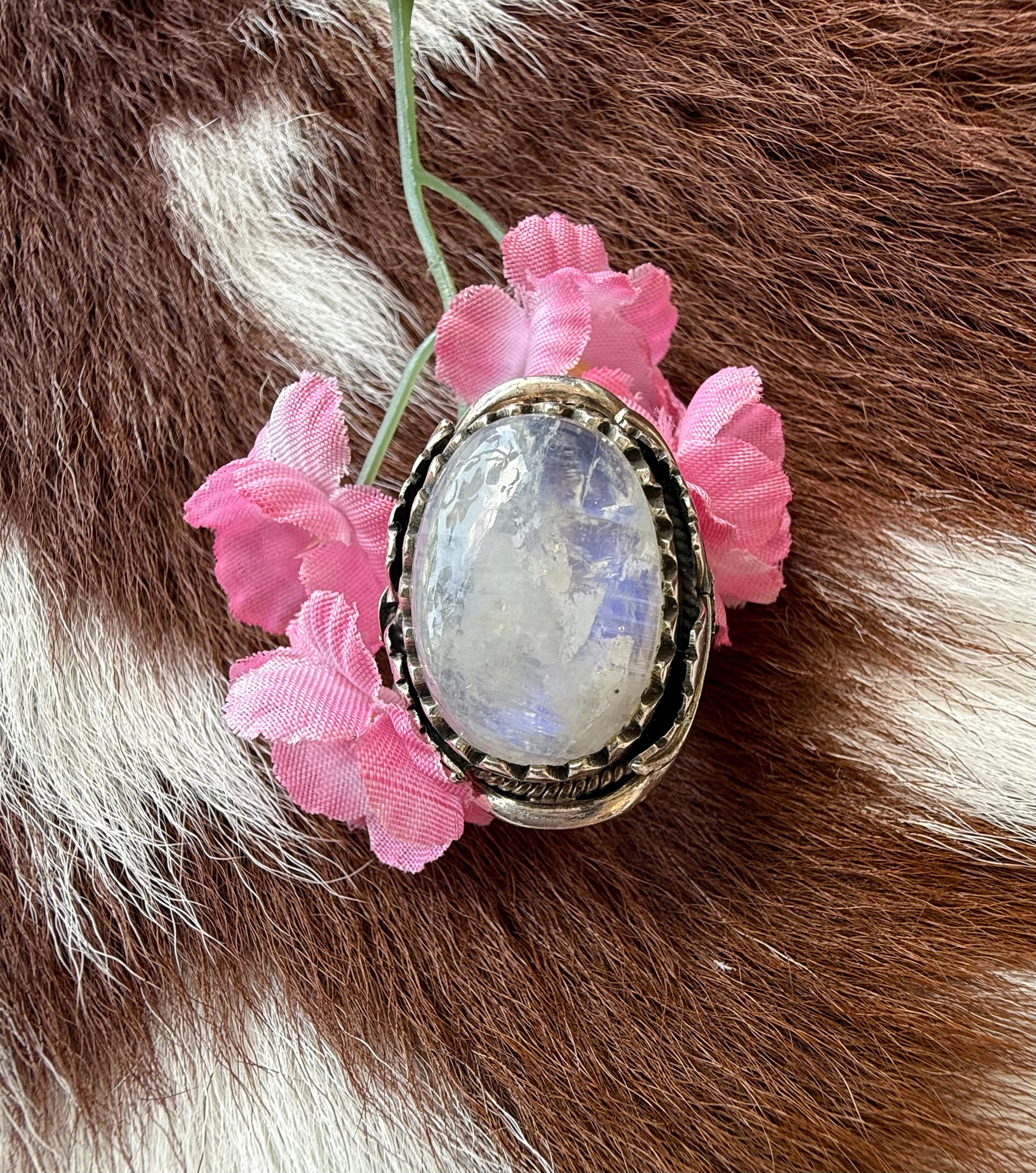 Sterling Silver Rainbow Moonstone Ring