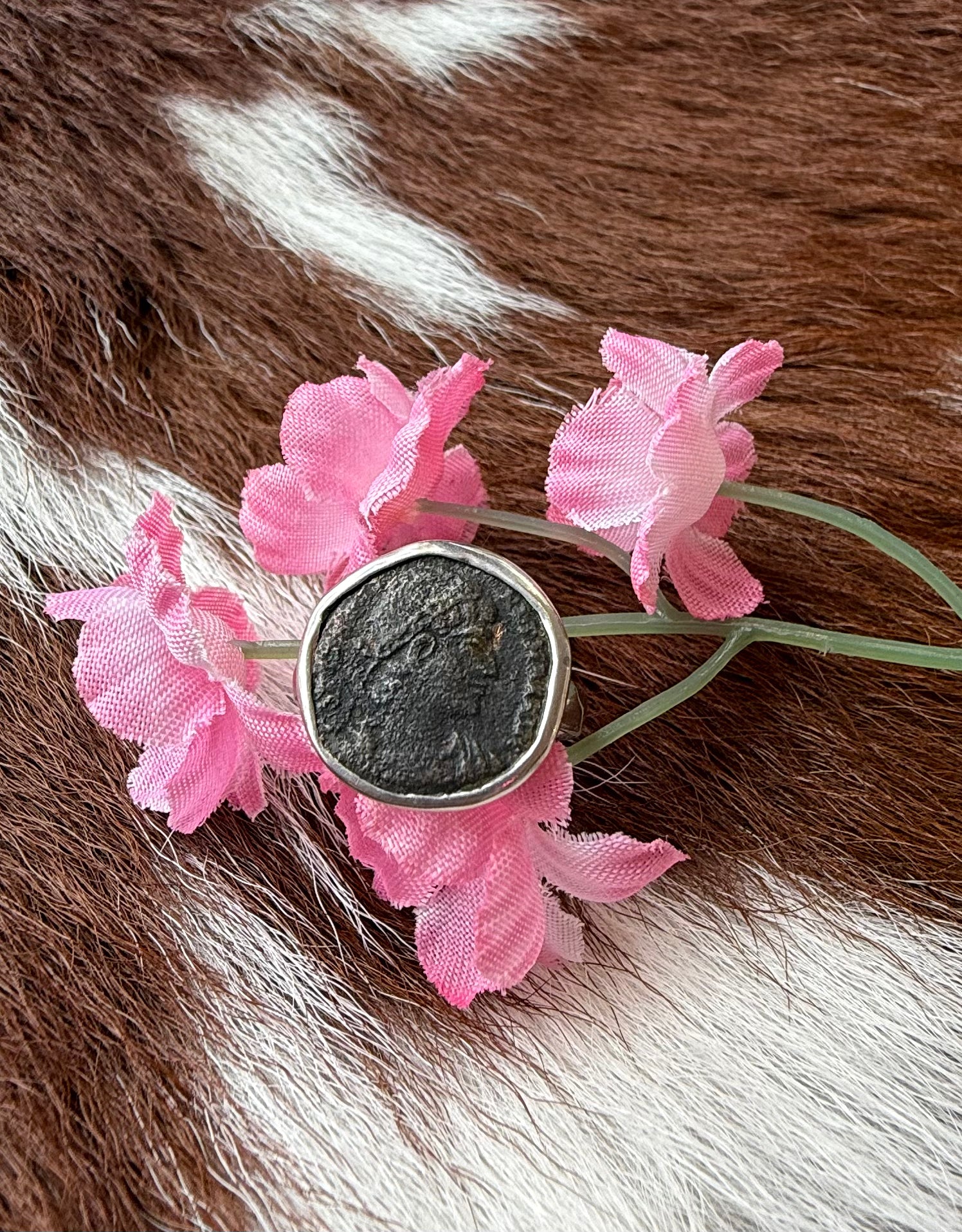 Sterling Silver Old Roman Coin Ring