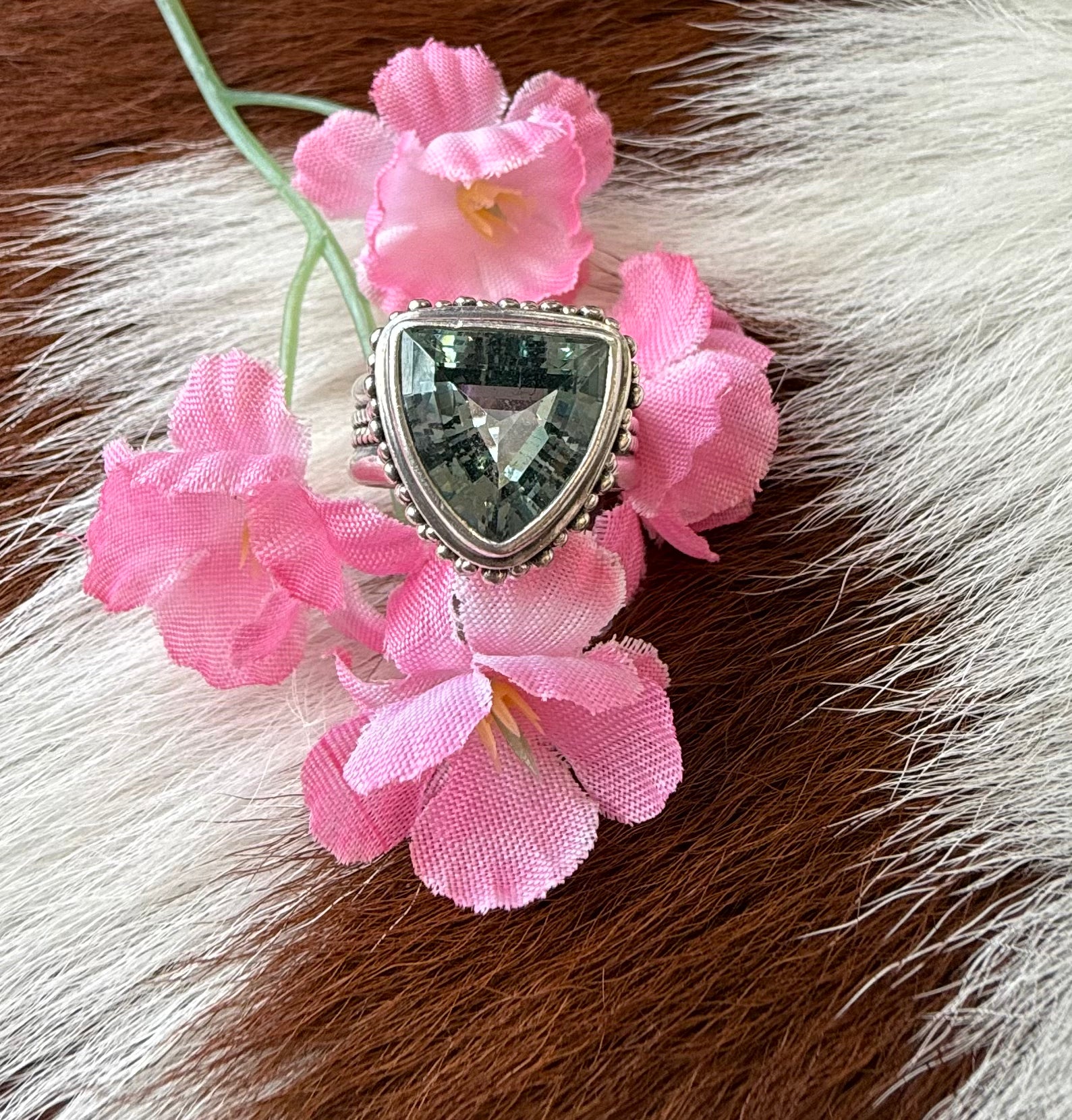 Sterling Silver Light Green Sapphire Ring