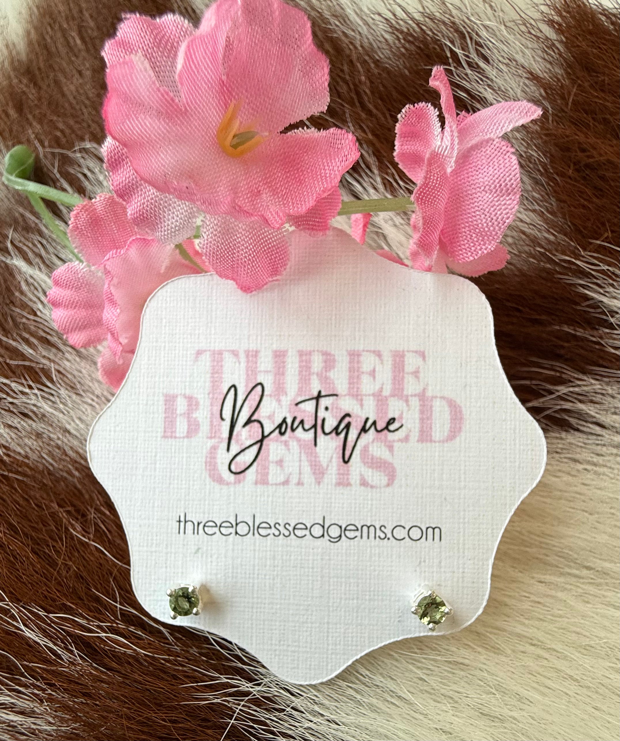 Sterling Silver Moldavite Post Earring