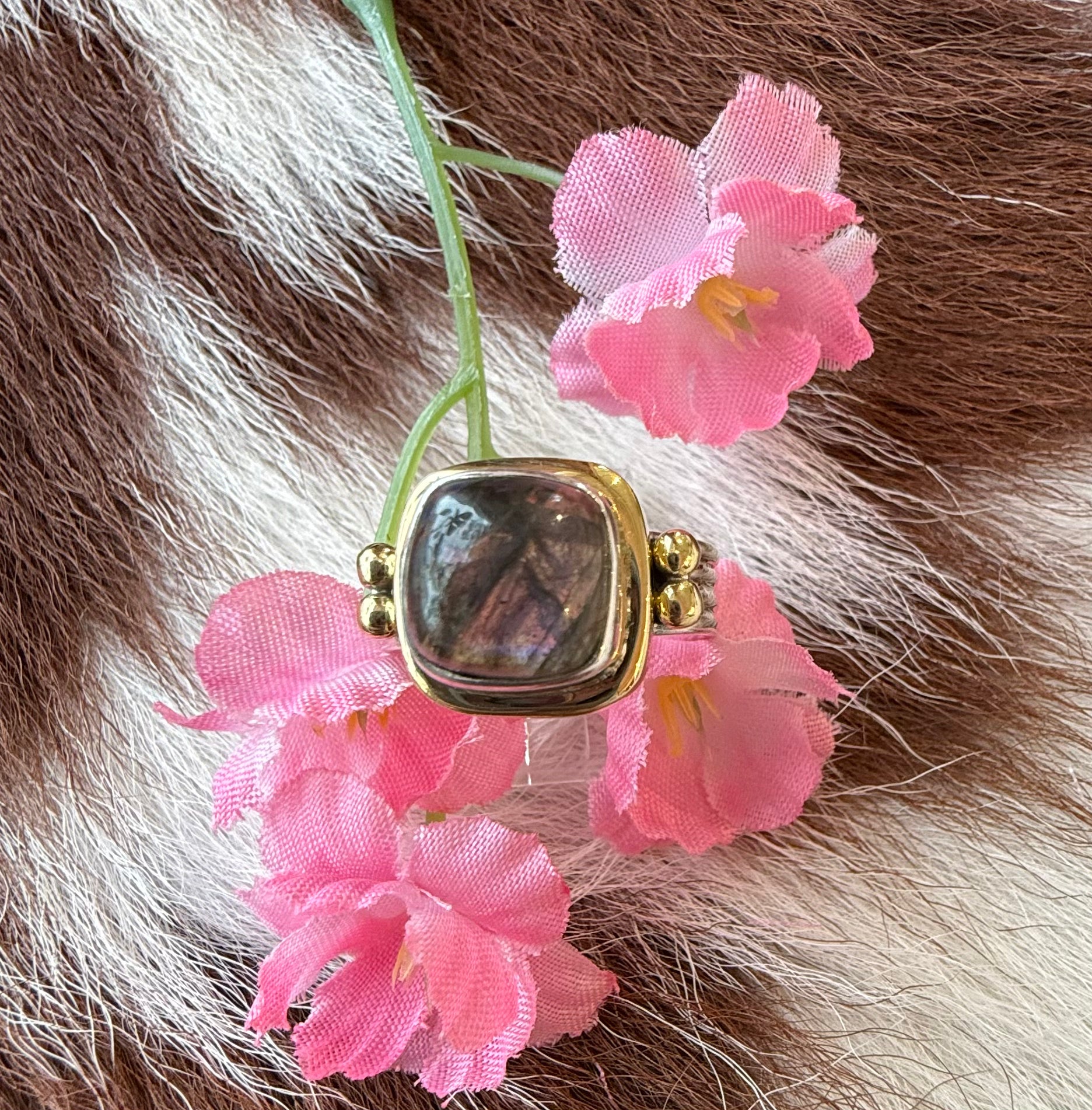 Sterling Silver and  Gold Labradorite Ring