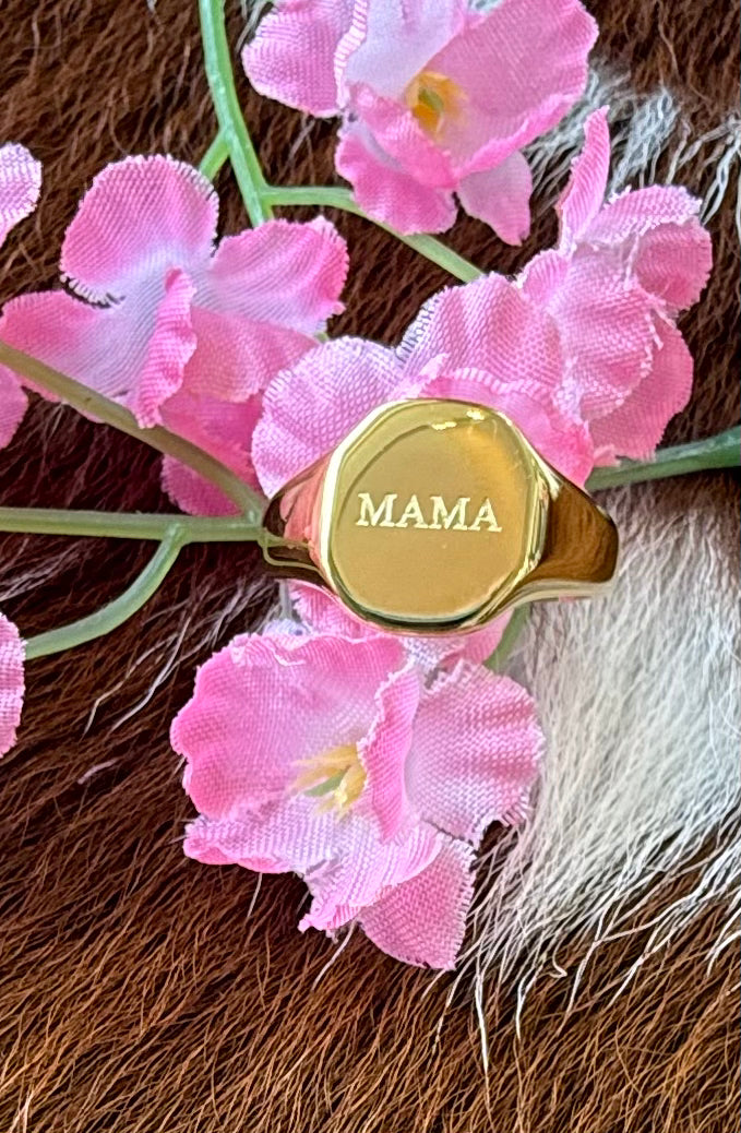 MAMA Ring 18K Gold Over Stainless Steele