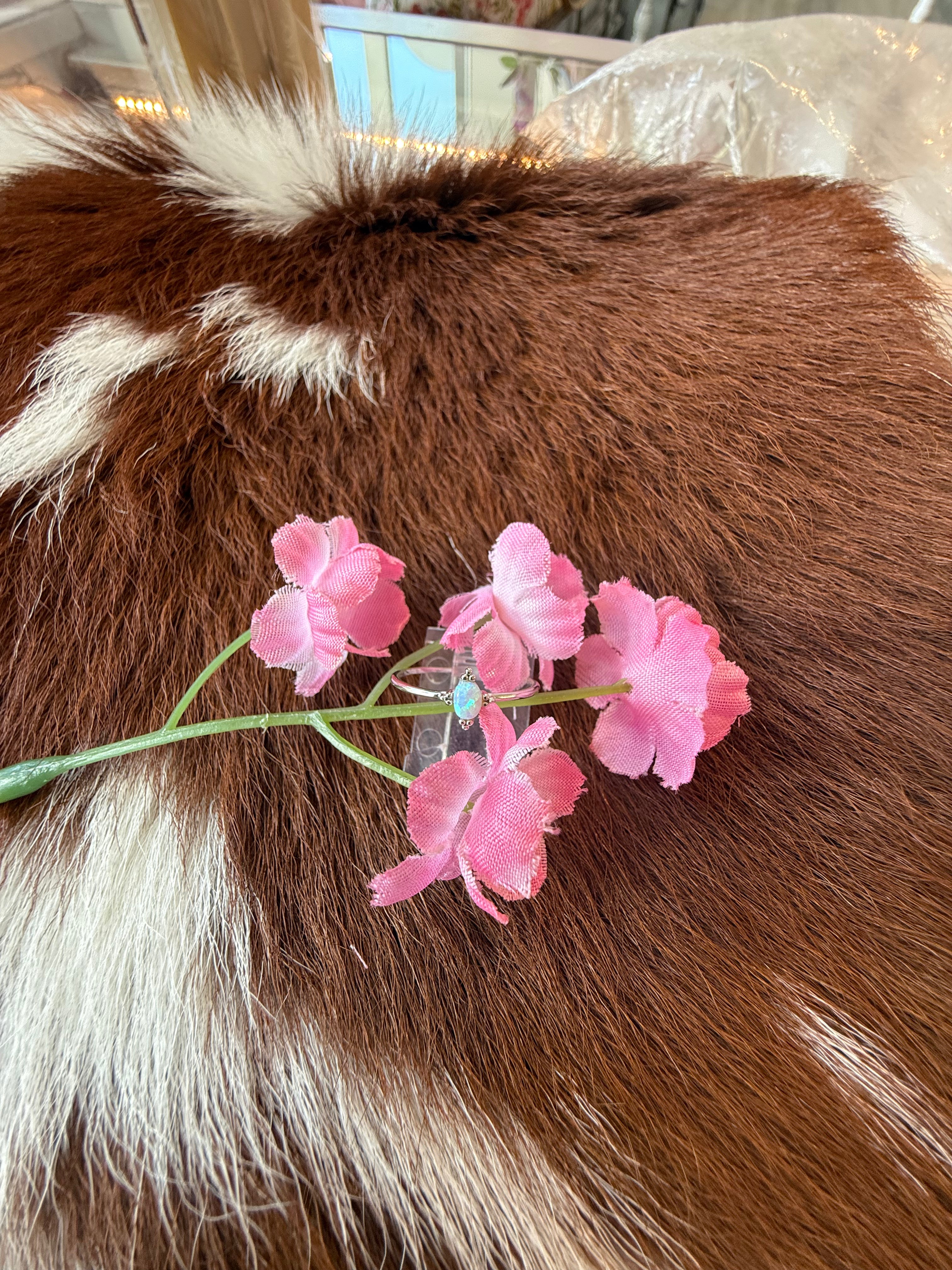 Sterling Silver Blue Man Made Opal Ring