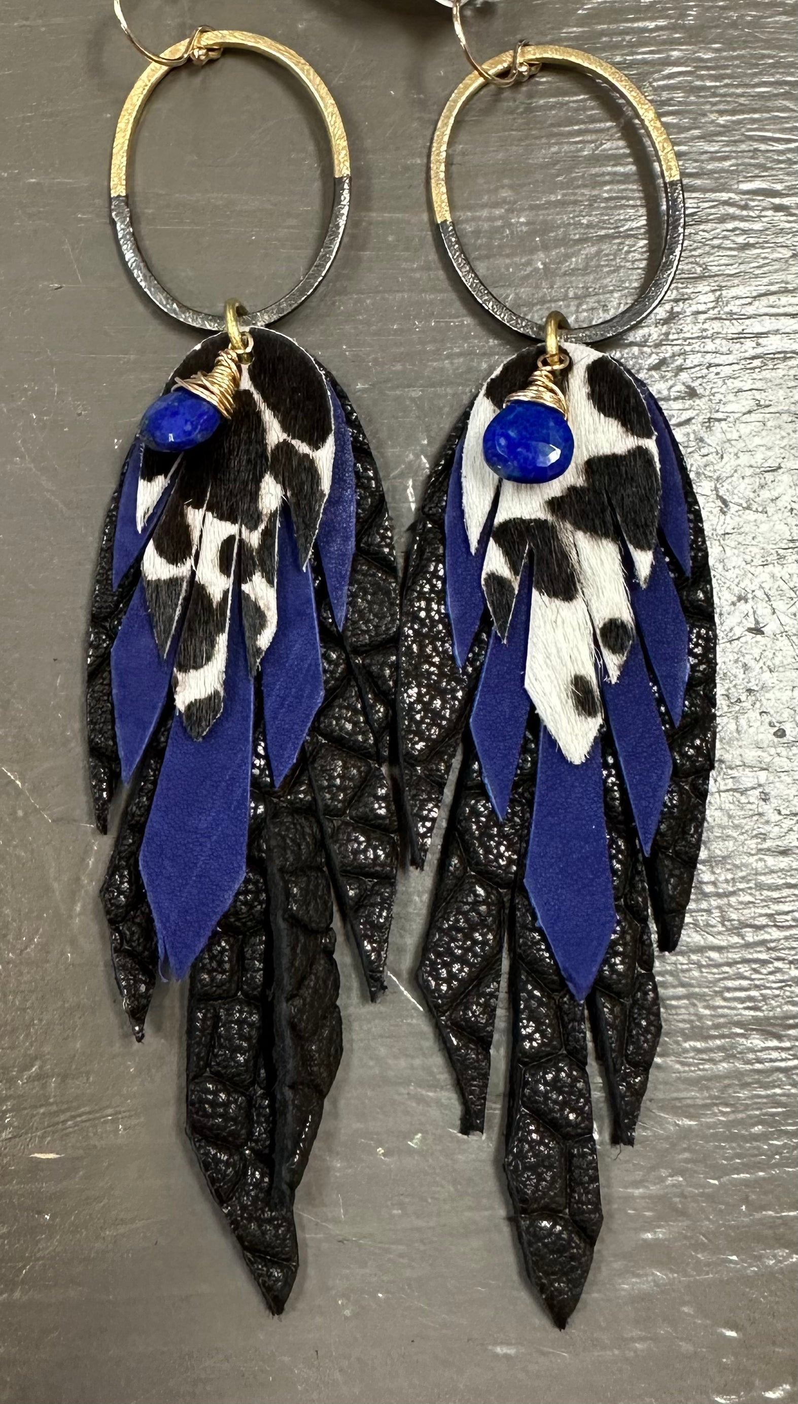 Python Leather Feather Earrings - Premium Earrings from Bohemi - Just $87! Shop now at Three Blessed Gems
