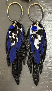 Python Leather Feather Earrings - Premium Earrings from Bohemi - Just $87! Shop now at Three Blessed Gems