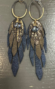 Python Leather Feather Earrings - Premium Earrings from Bohemi - Just $87! Shop now at Three Blessed Gems