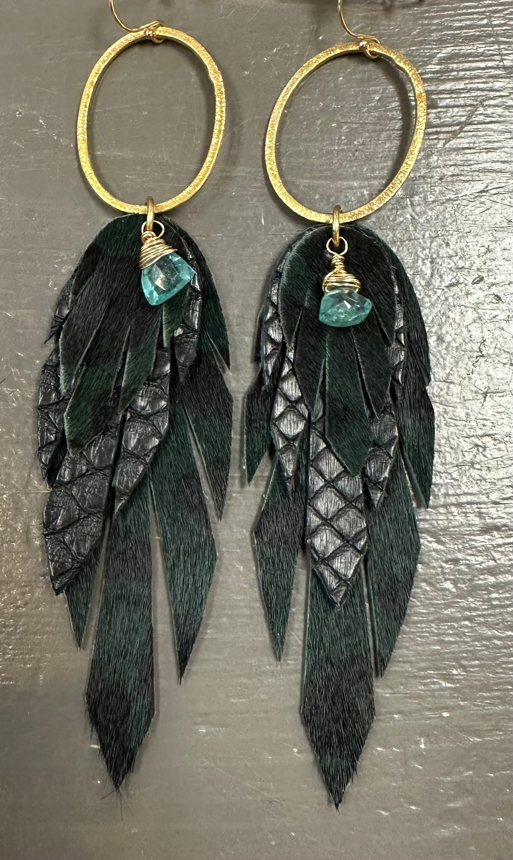 Python Leather Feather Earrings - Premium Earrings from Bohemi - Just $87! Shop now at Three Blessed Gems
