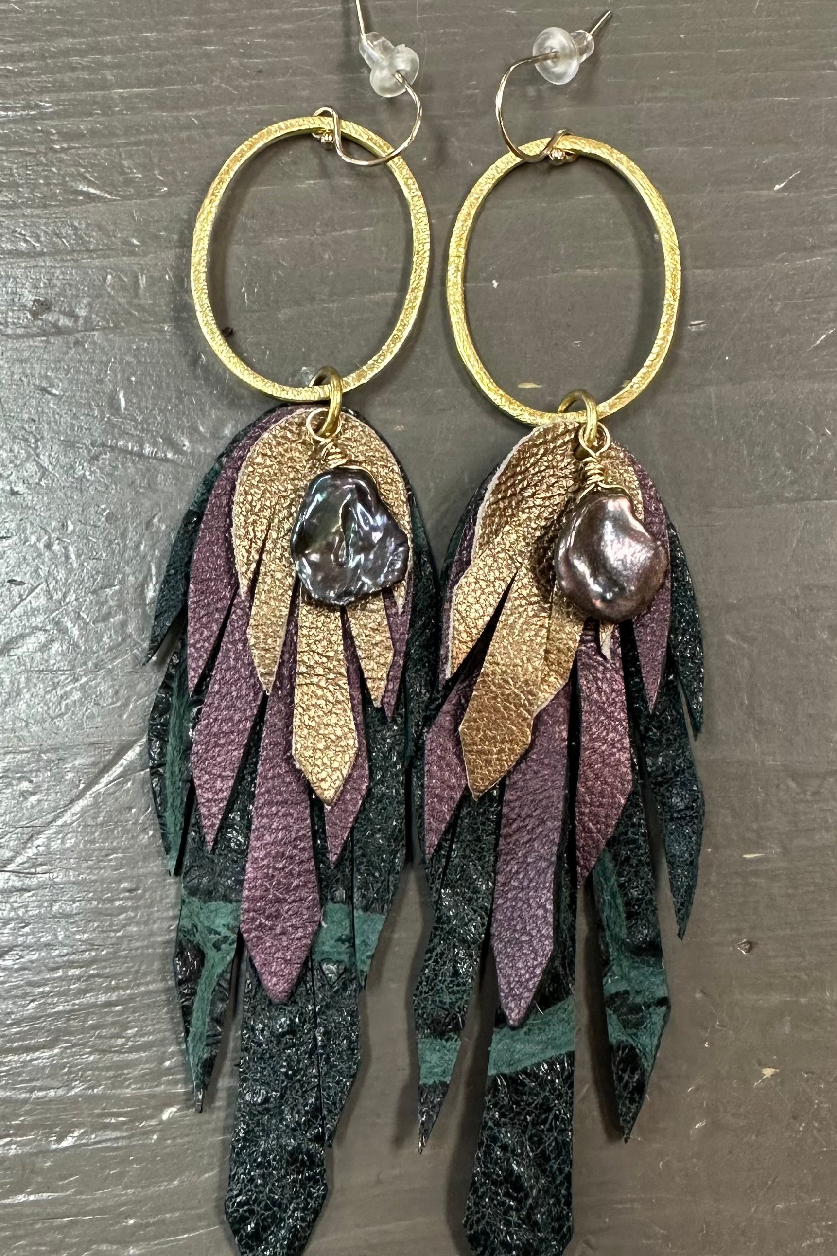 Python Leather Feather Earrings - Premium Earrings from Bohemi - Just $87! Shop now at Three Blessed Gems