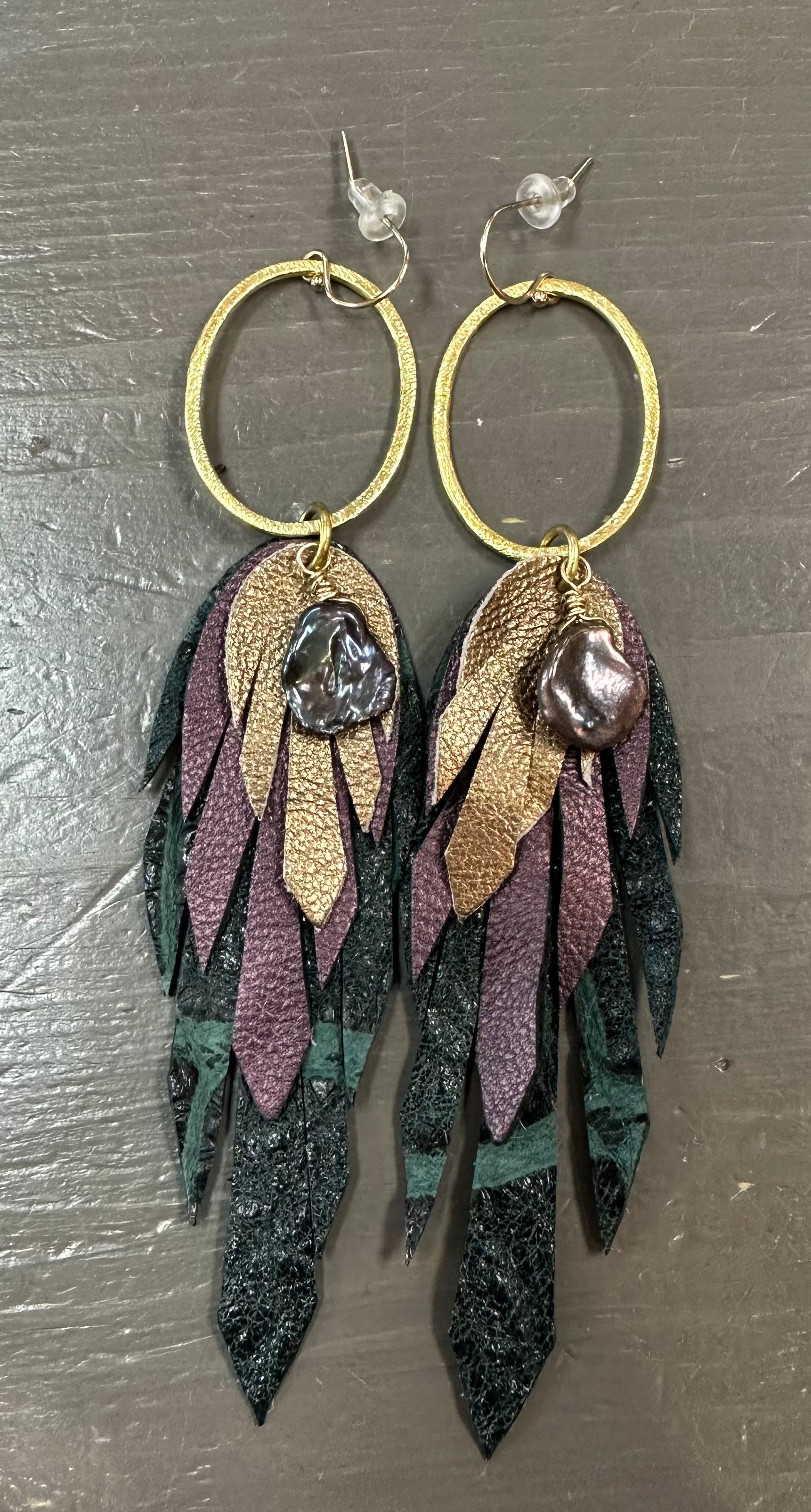 Python Leather Feather Earrings - Premium Earrings from Bohemi - Just $87! Shop now at Three Blessed Gems