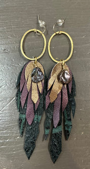 Python Leather Feather Earrings - Premium Earrings from Bohemi - Just $87! Shop now at Three Blessed Gems