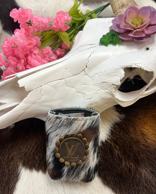 Up-Cycled Louis Vuitton Cowhide Koozie