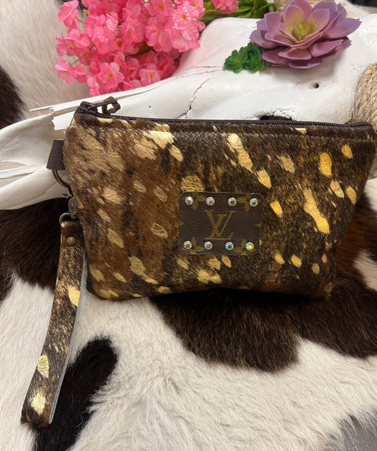 Up-Cycled Louis Vuitton Cowhide Wristlet