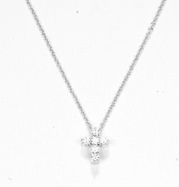 Mini Cross CZ Silver Necklace