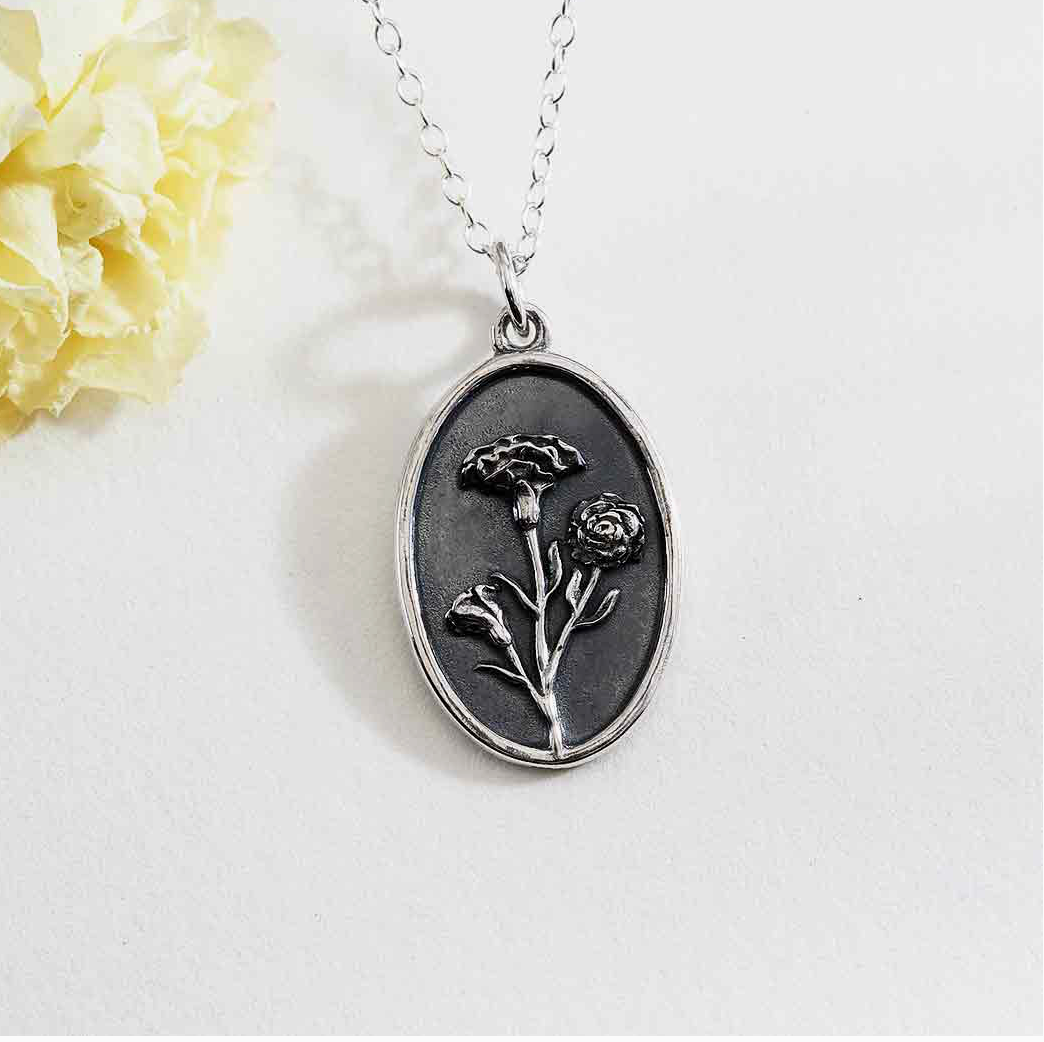 Sterling Silver Birth Month Flower Necklaces