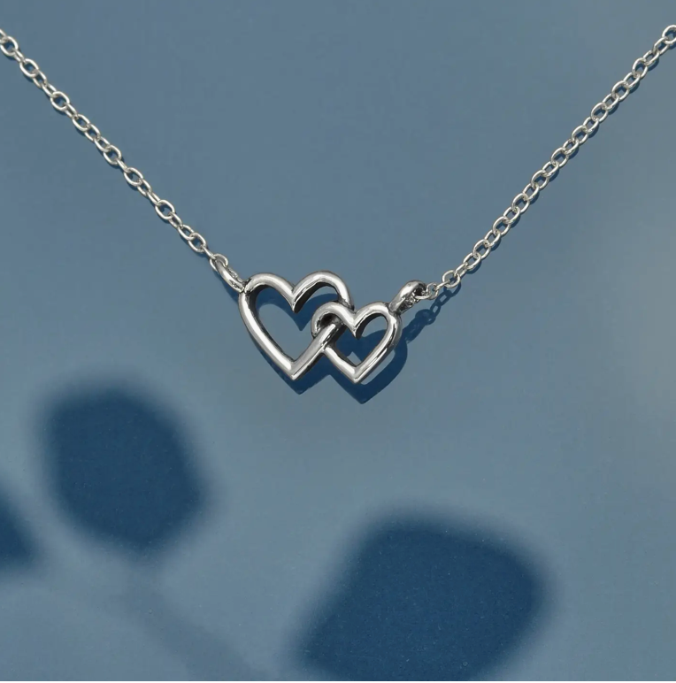 Sterling Silver Double Heart Necklace