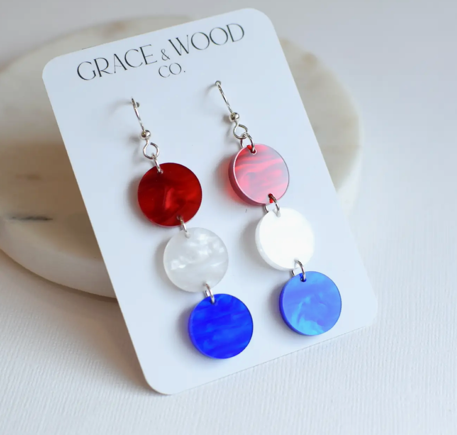 Patriotic Triple Pearl Circle Earring