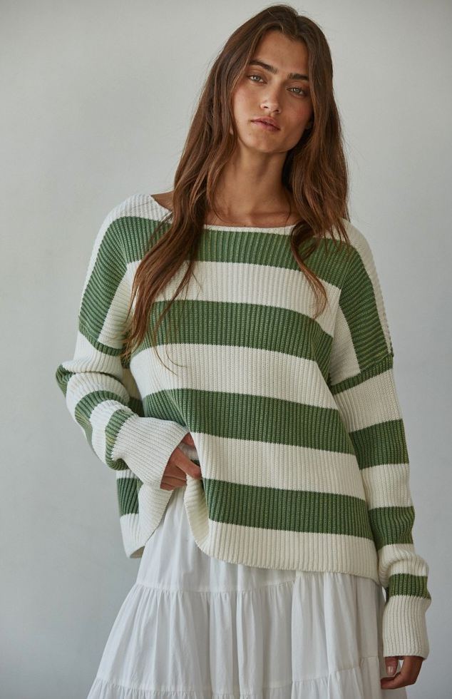 🌿 Stripes & Chill Knit Sweater