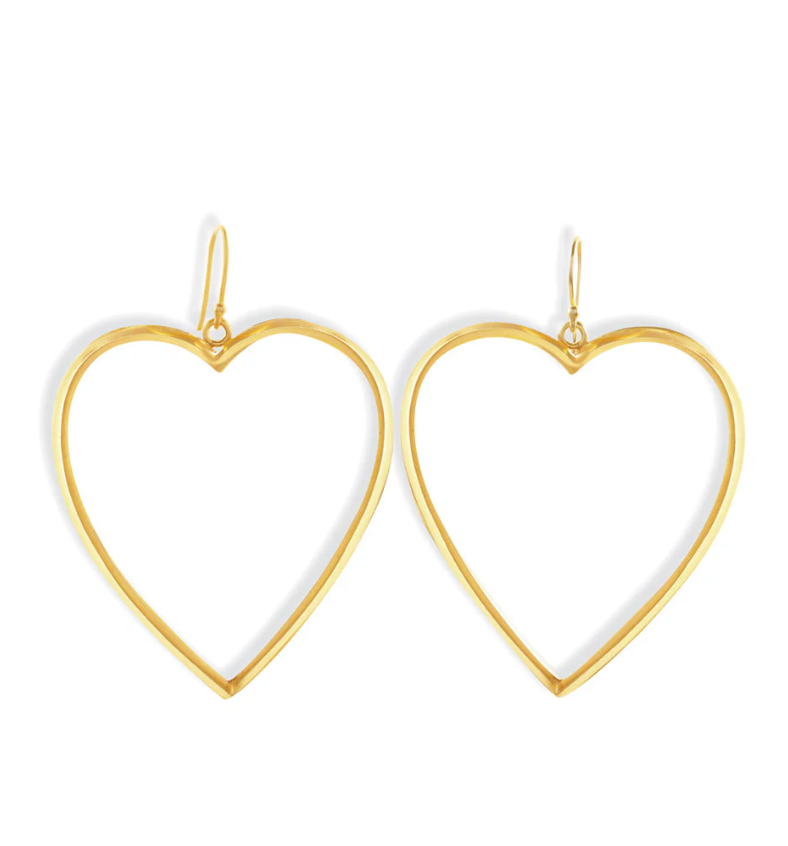 Gold Open Heart Dangle Earring