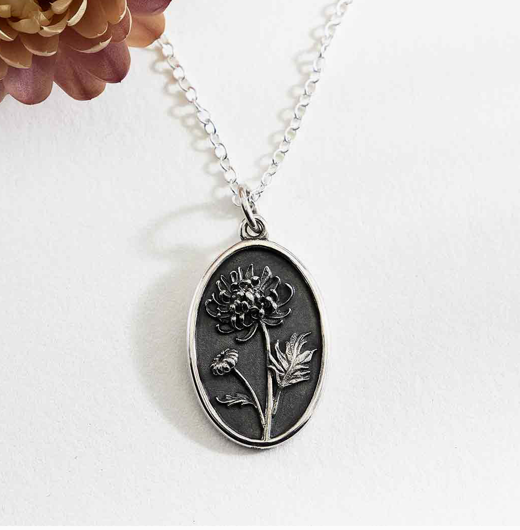 Sterling Silver Birth Month Flower Necklaces