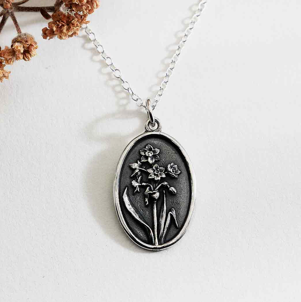 Sterling Silver Birth Month Flower Necklaces