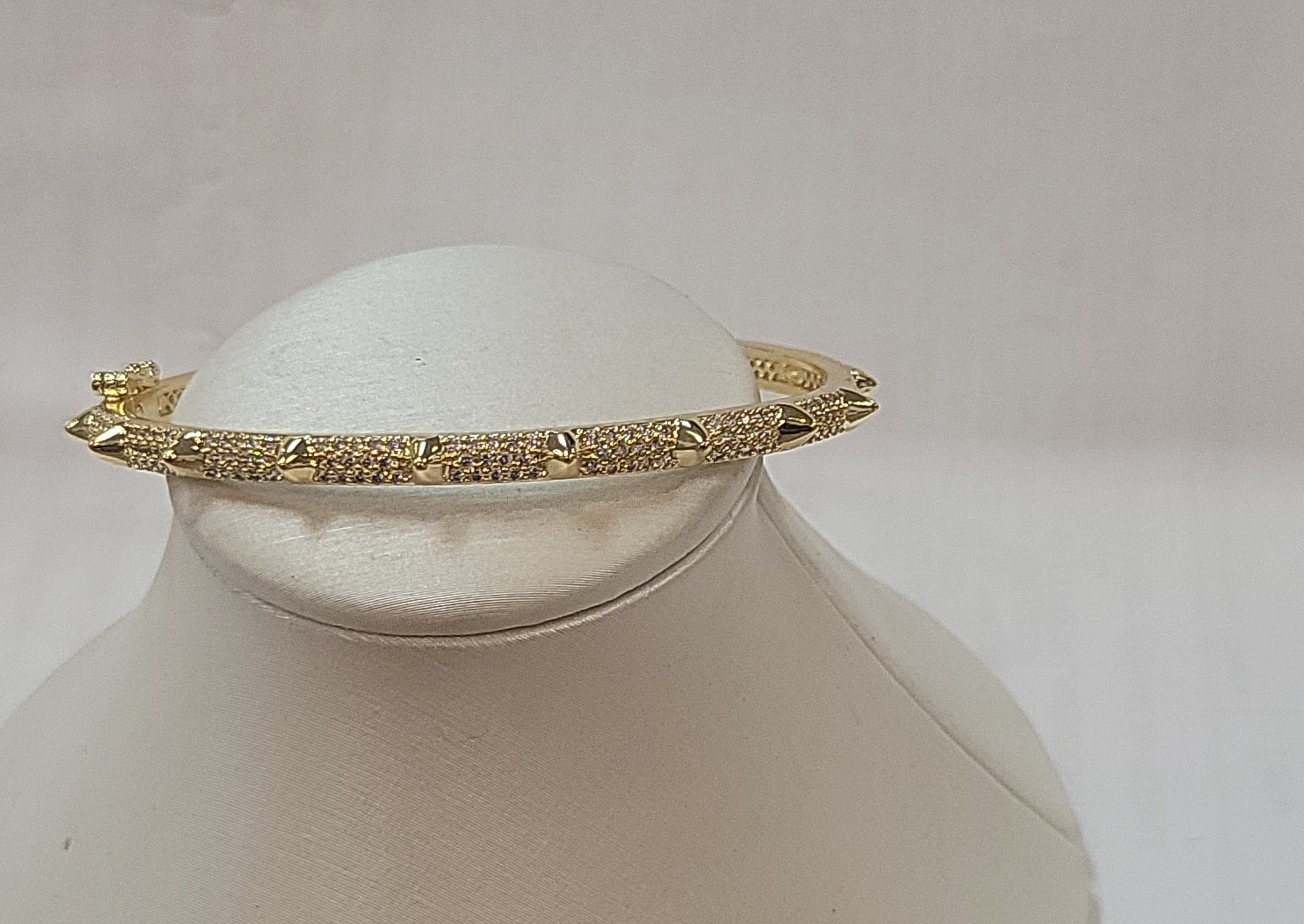 Triple Row CZ & Spike Bangle Bracelet - Premium Bracelets from OMG BLINGS - Just $68! Shop now at Three Blessed Gems