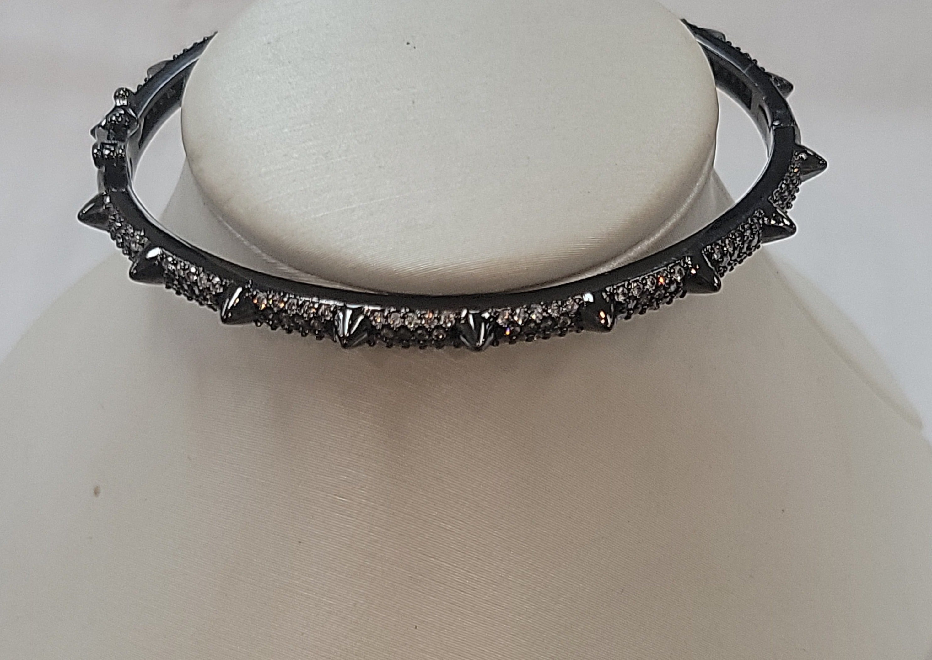 Triple Row CZ & Spike Bangle Bracelet - Premium Bracelets from OMG BLINGS - Just $68! Shop now at Three Blessed Gems