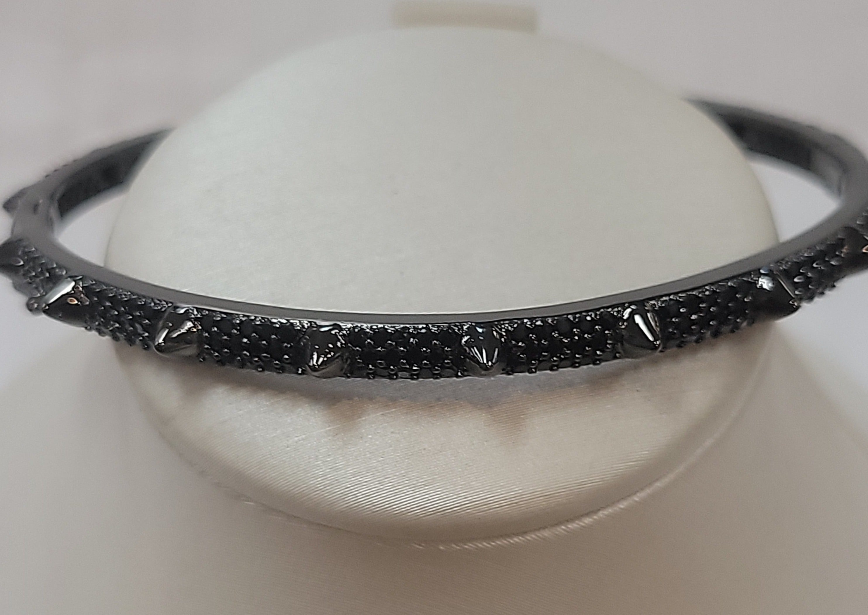 Triple Row CZ & Spike Bangle Bracelet - Premium Bracelets from OMG BLINGS - Just $68! Shop now at Three Blessed Gems