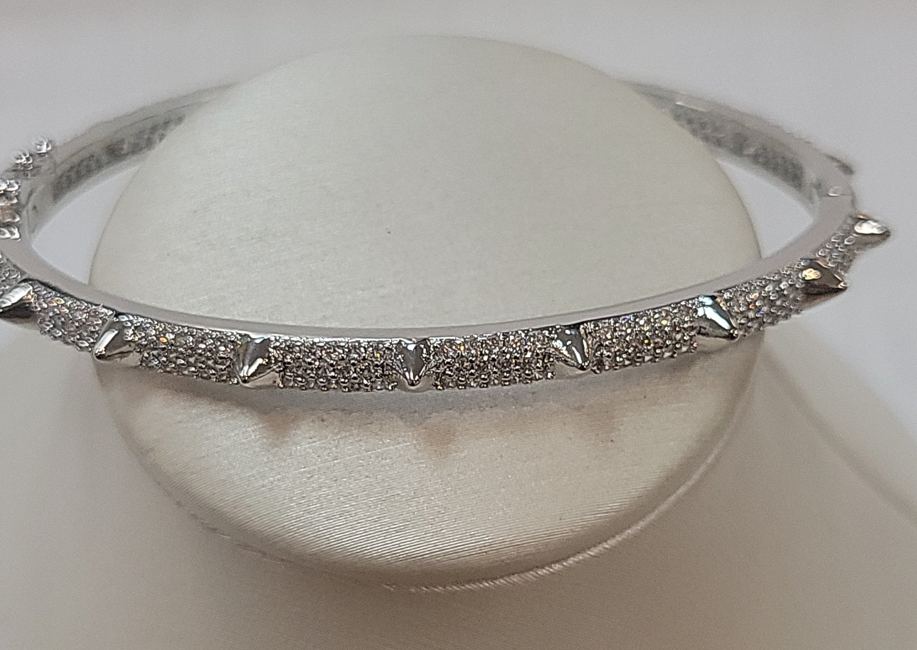 Triple Row CZ & Spike Bangle Bracelet - Premium Bracelets from OMG BLINGS - Just $68! Shop now at Three Blessed Gems