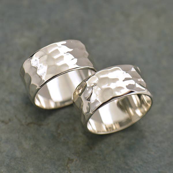 Sterling Silver Ring - 8mm Wide Hammered Band - Premium Rings from Nina Designs - Just $59! Shop now at Three Blessed Gems