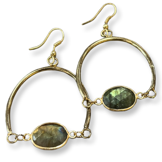 Gold Over Brass Labradorite Earring - Premium Earrings from Myra - Just $45! Shop now at Three Blessed Gems