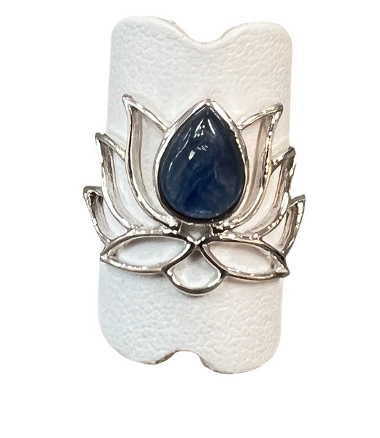 Kyanite Sterling Silver Lotus Ring - Premium Rings from Precious Treasures - Just $49! Shop now at Three Blessed Gems