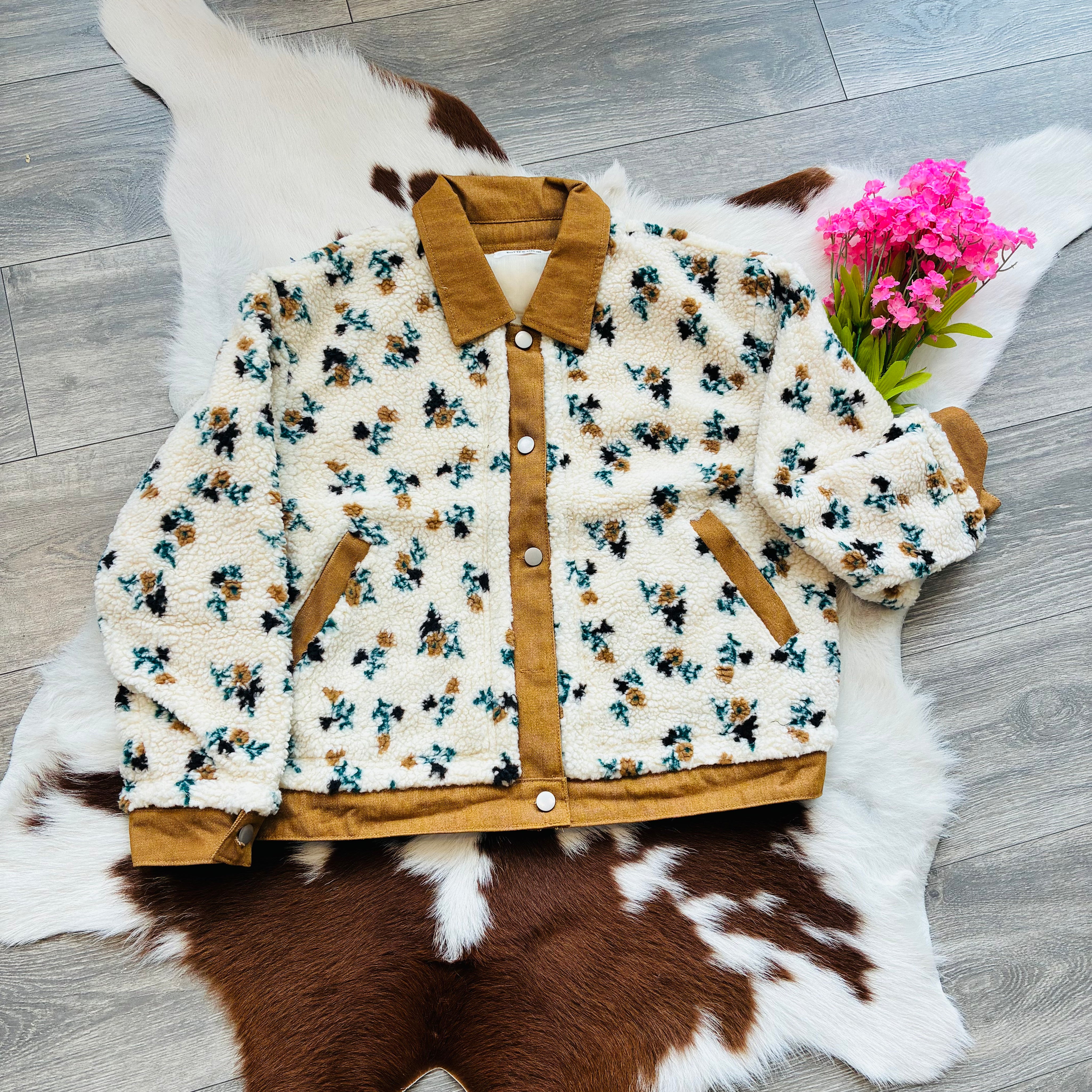 Bloom & Cozy Floral Sherpa Jacket