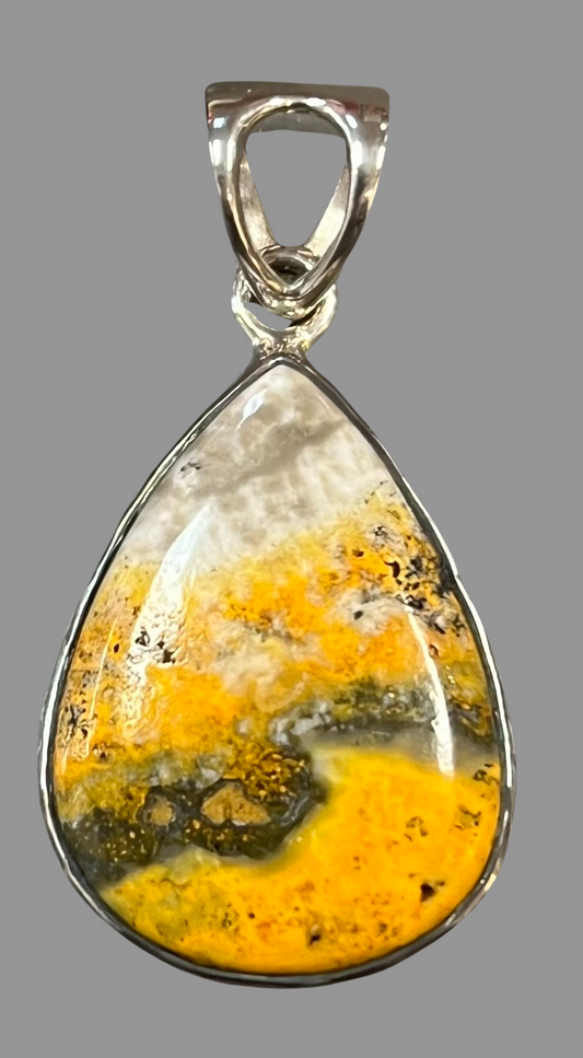 Bumble Bee Jasper Sterling Silver Pendant - Premium Pendants from Precious Treasures - Just $85! Shop now at Three Blessed Gems