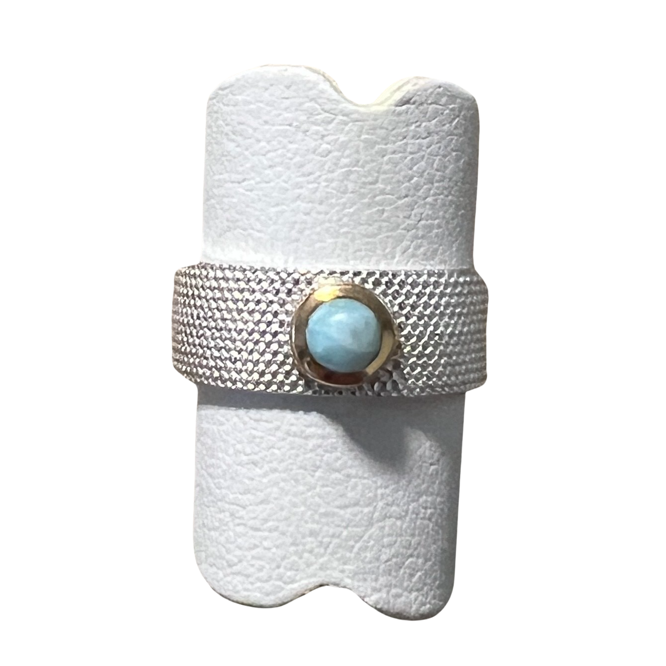 Sterling Silver Gold Larimar Ring - Premium Rings from Precious Treasures - Just $75! Shop now at Three Blessed Gems