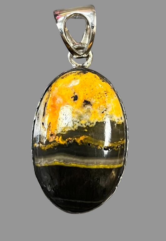 Bumble Bee Jasper Sterling Silver Pendant - Premium Pendants from Precious Treasures - Just $97! Shop now at Three Blessed Gems
