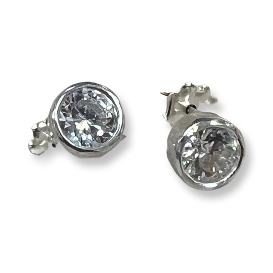 Sterling Silver 6mm Cz. Post Earring - Premium Earrings from Zina Kao Exclusives - Just $68! Shop now at Three Blessed Gems