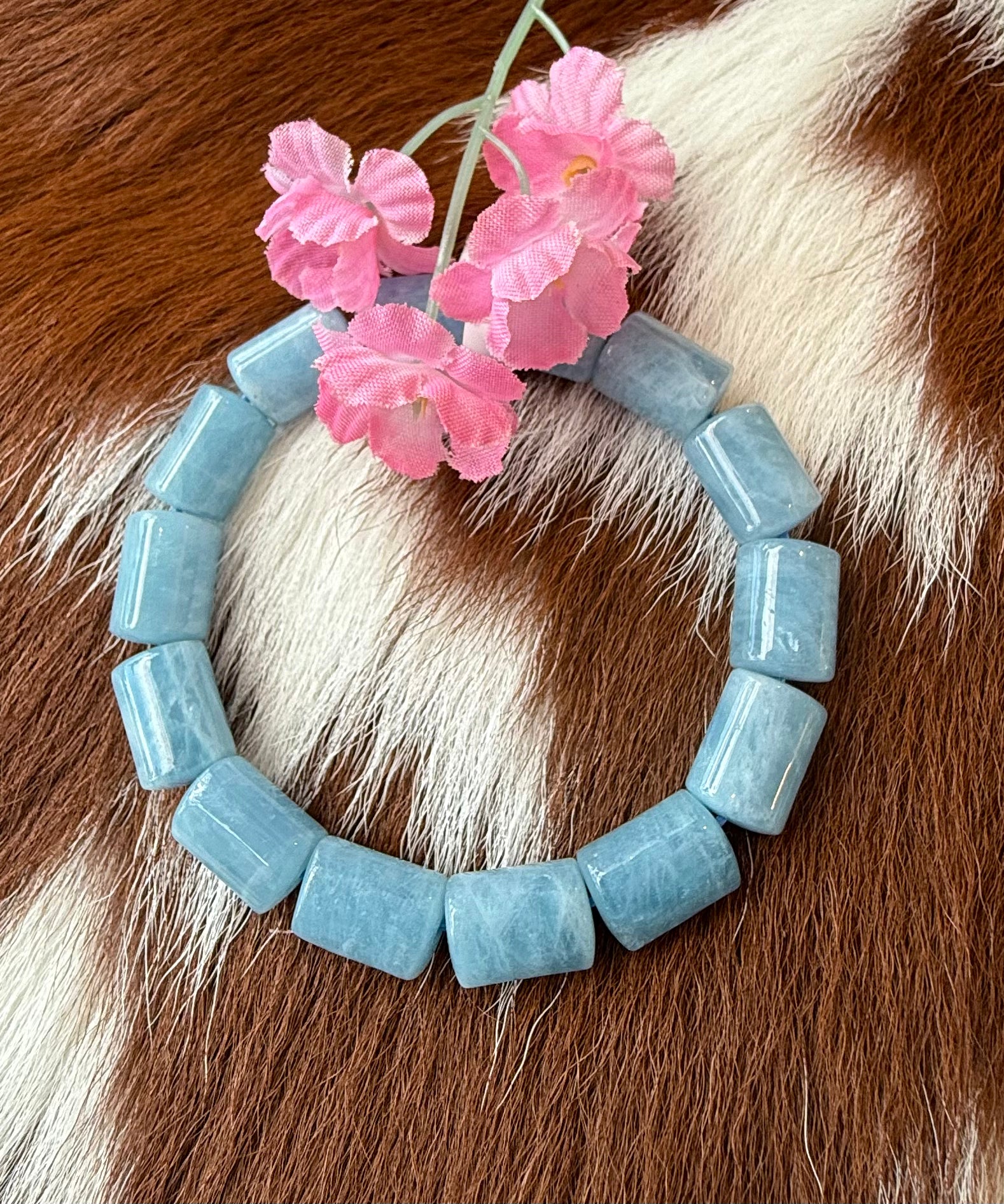 Aquamarine Bead Bracelet