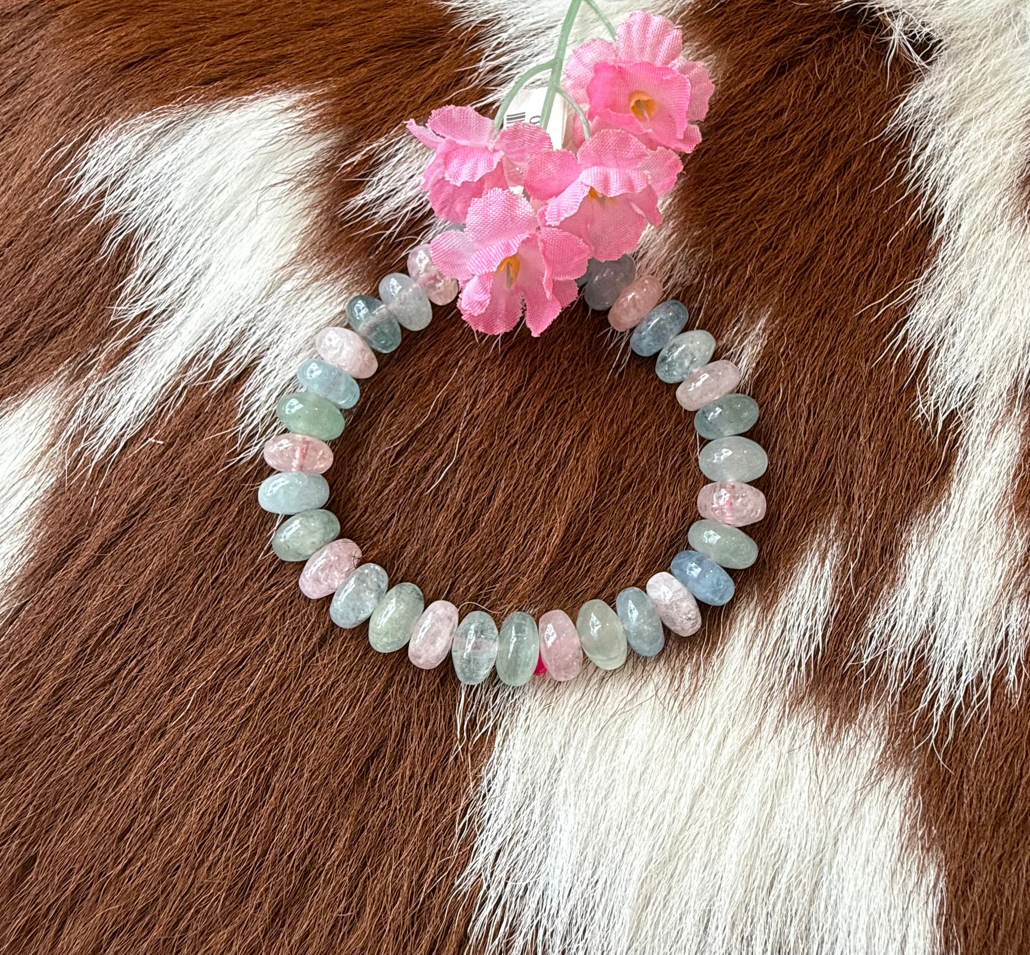 Aquamarine Morganite Bead Bracelet
