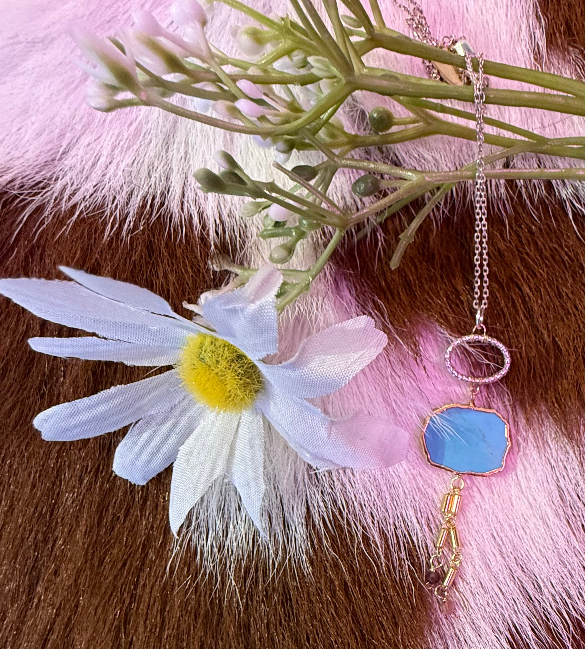 Sterling Silver and Gold Fill Turquoise and Tourmaline Necklace