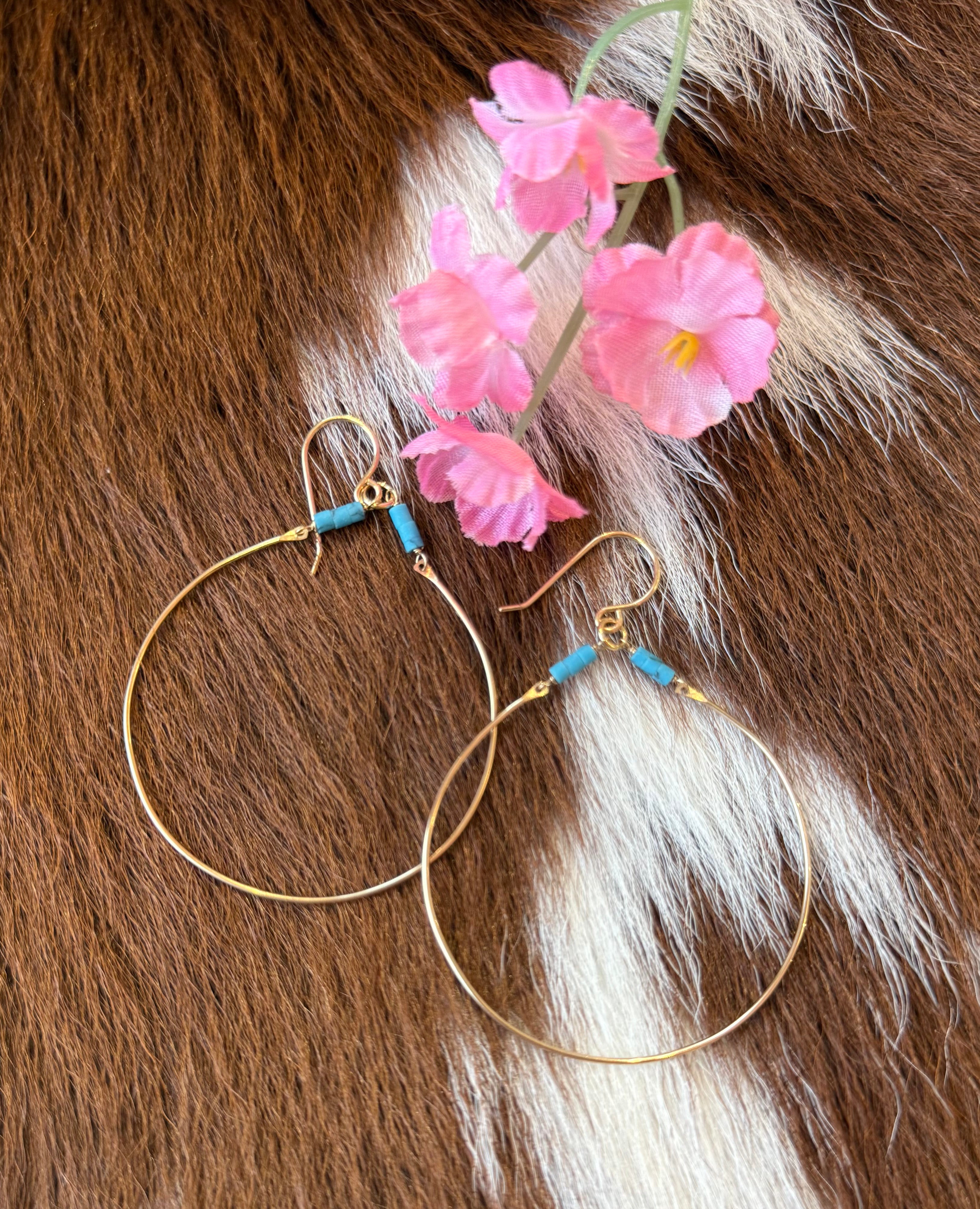 Turquoise Gold Fill Hoop Earring