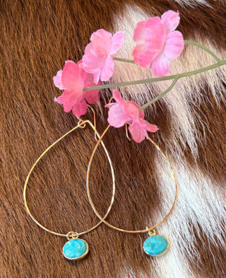 Turquoise Gold Fill Tear Drop Dangle Earring