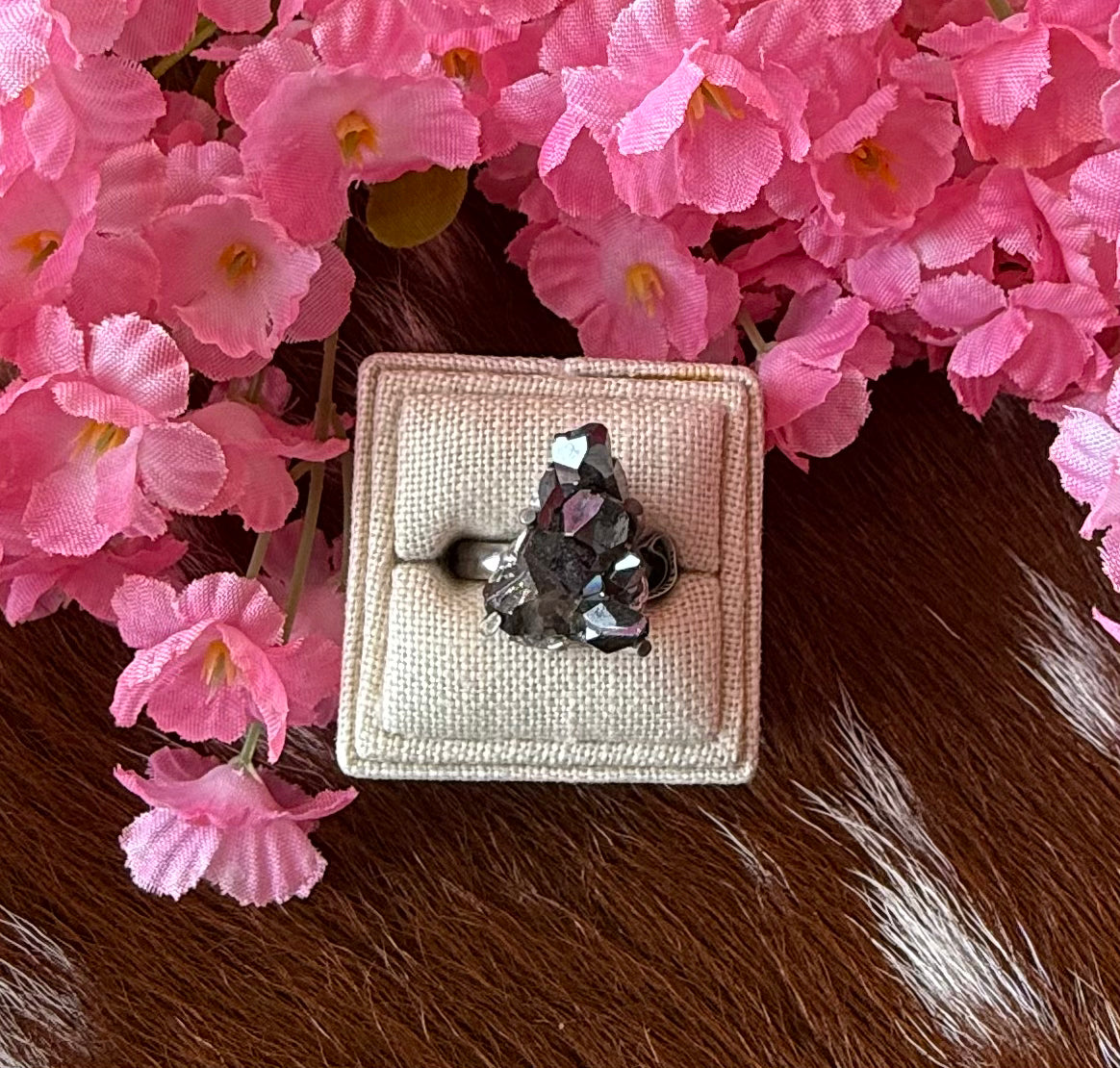 Smokey Quartz Crystal Sterling Silver Ring