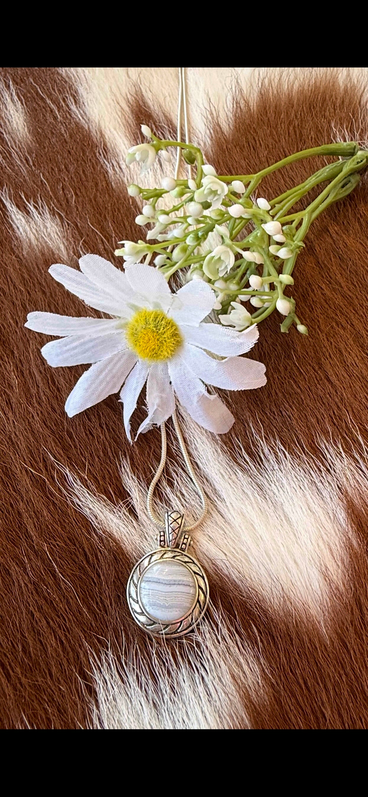 Sterling Silver Blue Lace Agate Necklace